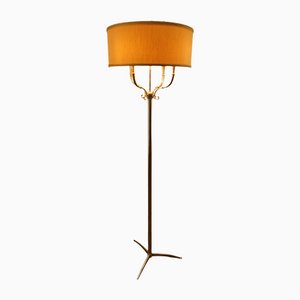 Brass Floor Lamp with 4 Lights & Lampshade