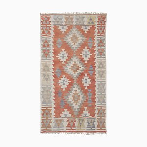 Turkish Red and Pastel Color Kilim Rug