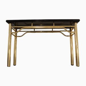 Brass Console with Black Resin Top, Italy, 1970s