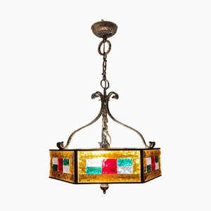 Lámpara italiana rústica vintage de cristal de Murano