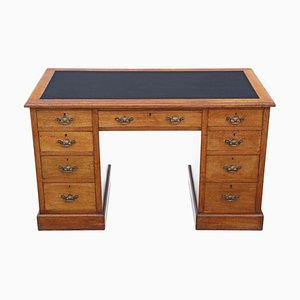 Antique Victorian Mahogany Twin Pedestal Desk Writing Table, 1890s