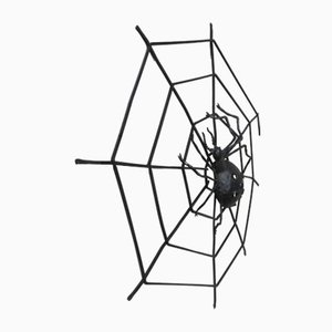 Schwarze Wanddekoration Spider aus Eisen, 1950er
