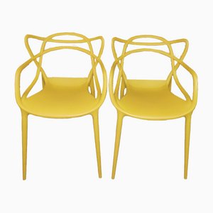 Masters Chairs in Mustard by Philippe Starck for Kartell, Set of 2