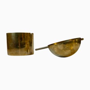 Large Brass Cylinda-Line Ashtray by Arne Jacobsen for Stelton, 1960s