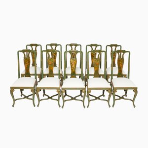 French Queen Anne Style Chairs from Maison Jansen, Set of 10, 1940s