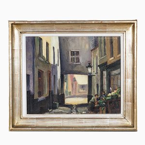 F. Jorwitz, Brussels Street Scene, 20th Century, Oil Painting, Framed