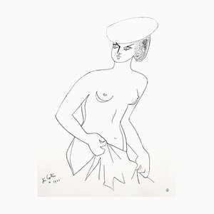 Litografia Jean Cocteau, attrice, 1956