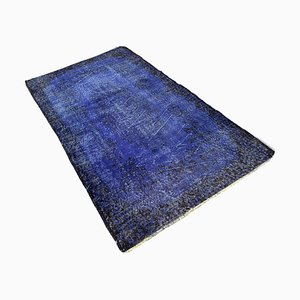 Distressed Overdyed Turkish Rug in Gray Wool