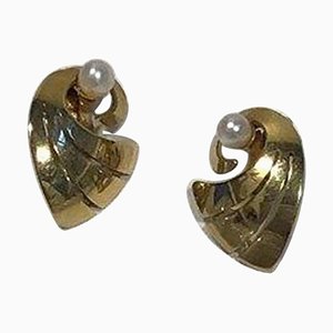 14K Gold Earclips with Pearl from Th. Tax-Rørdam
