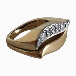 18 Karat Partly Rhodinated Gold Ring with Ten Diamonds by Georg Jensen