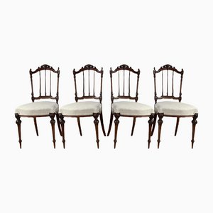 Antique French Carved Walnut Chairs, 1860s