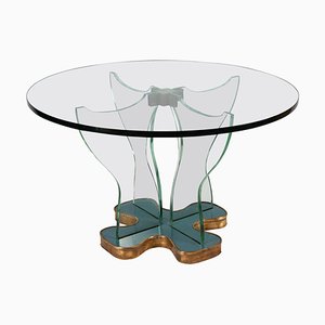 Italienischer runder Glas oder Cafe Tisch von Gio Ponti für Fontana Arte, 1940er