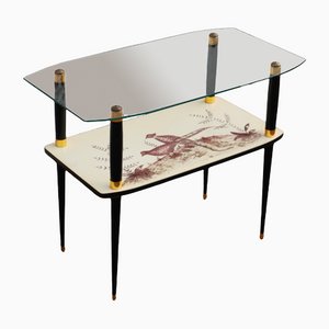 Mid-Century French Glass Formica Side Table