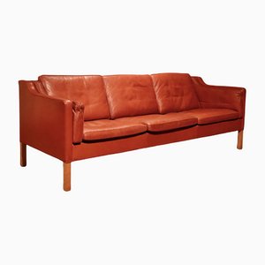 2213 3-Sitzer Sofa aus cognacfarbenem Leder von Børge Mogensen für Fredericia