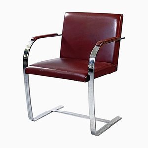 Mid-Century American Brown Leather Brno 255 Chair by Mies Van Der Rohe for Knoll, 1970s