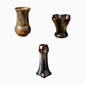 Belgian Ceramic Vases, Set of 3