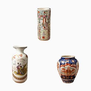 Vasi in ceramica dipinti a mano, set di 3