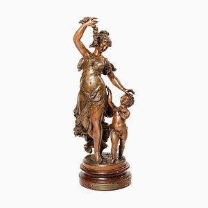 Bacchante with Putto Sculpture by Eugène Capy, Late 19th-Century