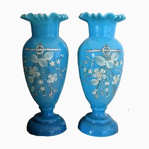Painted Opaline Vases, 1900s, Set of 2