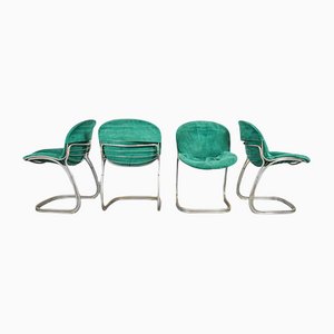 Vintage Suede Sabrina Chairs by Gastone Rinaldi, 1970s, Set of 4
