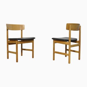 Vintage Oakwood Dining Chairs by Børge Mogensen for Fredericia Stolefabrik, Denmark, 1956, Set of 2