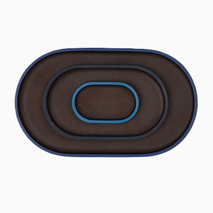 Bandeja Plato marrón oscuro oval Trio Multi Defne Koz para Uniqka. Juego de 3