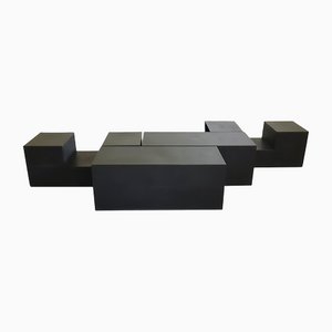 Black Expanded Polyurethane Chess Modular Tables by Mario Bellini for C & B Italy, 1971, Set of 4