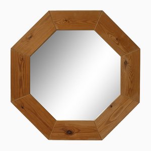 Scandinavian Pine Octagonal Mirror, 1970s
