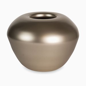 Vase Bean #3 in Glass, Pearly Beige Gold Finish from VGnewtrend
