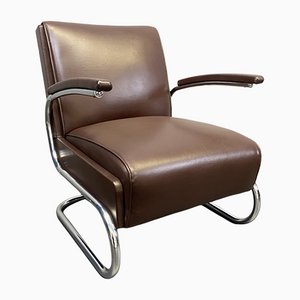 Cantilever Steel Tube and Leather Armchair from Mücke Melder, 1930s