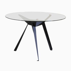 Black Powder Coated Steel Glazed Origami Circular Dining Table by Anthony Dickens for Heals