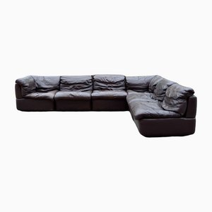 Brown Leather Modular Sofa from Rolf Benz, 1970, Set of 6