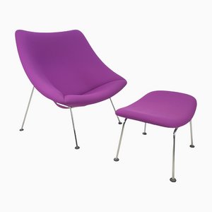 Oyster Chair & Ottomane von Pierre Paulin für Artifort, 1980er, 2er Set