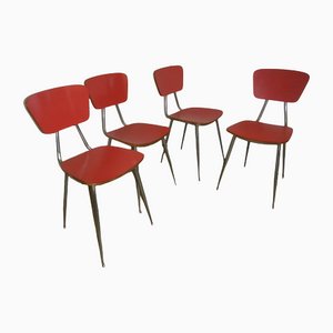 Juego de sillas fórmicas rojas, años 70. Juego de 4