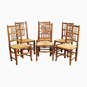 Elm Rush Seat Dining Chairs, 1860, Set of 6