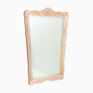 Huge Pink Etched Venetian Mirror by Pietro Chiesa for Fontana Arte, 1940
