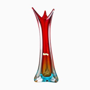Extra Large Multi-Color Murano Glass Sommerso Vase, Italy, 1970s