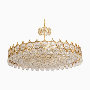 Huge Gilt Brass and Crystal Chandelier by Sciolari for Palwa, Germany, 1970s