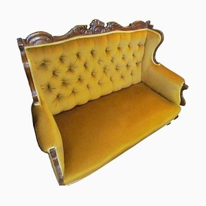 Antikes viktorianisches handgefertigtes Sofa mit hoher Rückenlehne