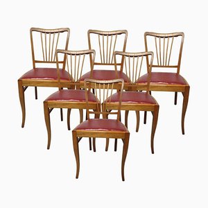 French Dining Chairs with Vinyl Seats, Set of 6