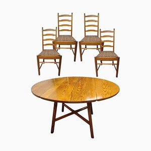 Pine Dining Chairs and Drop Leaf Table from Ercol, Set of 4