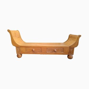 Large Antique Pine Sleigh Bench