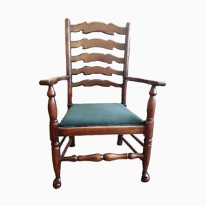 Antique Hardwood Carver Ladder Back Chair