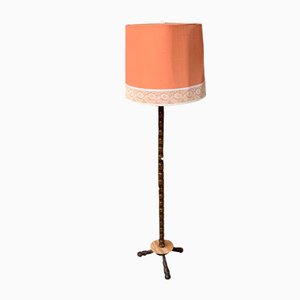 Mid-Century Floor Lamp with Coral Shade, 1950s