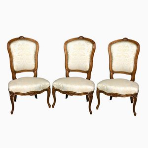 Chairs (Pair) of Louis Xv Style Walnut and Fabric, Set of 3