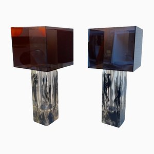 Swedish Acrylic Glass Cube Lamps by Ateljé Lantern, 1990s, Set of 2