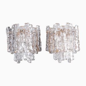 Ice Glass Wall Lamps from Kalmar, 1960, Set of 2