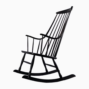 Swedish Black Wooden Rocking Chair by Lena Larsson for Nesto, 1968