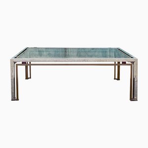 Italian Steel and Brass Coffee Table with Colorful Acrylic Glass Decorations, 1970s