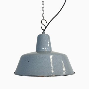 Industrial Grey Enamel Pendant Lamp, 1960s